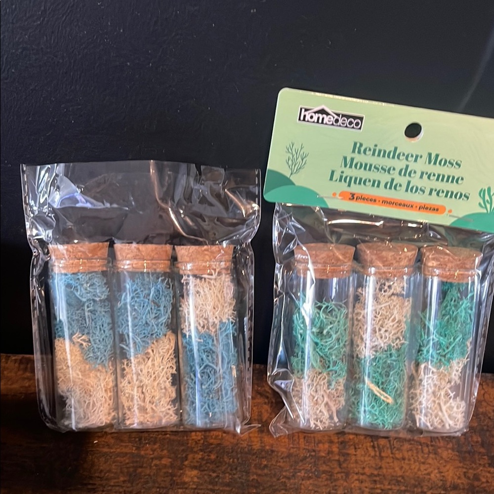 New! Home Deco Reindeer Moss Set- Green and Blue